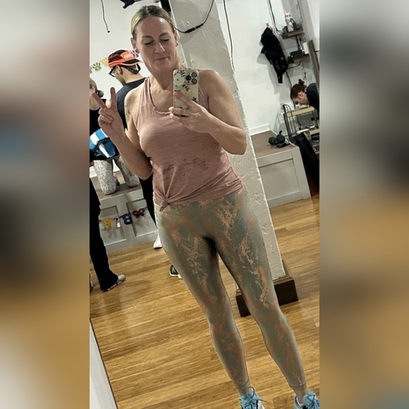 Stunning Sage & Metallic Copper Snake Print High Waisted Leggings - Picture 7 of 7